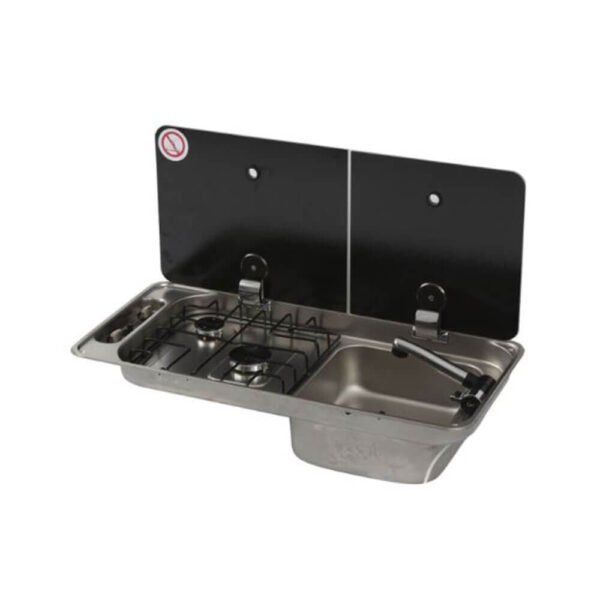 CAN Çift Gözlü Ayrık Cam Kapaklı Kombinasyonlu Ocak