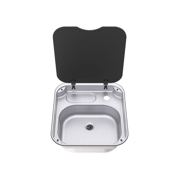 Thetford Dikdörtgen Cam Kapaklı Paslanmaz Kare Eviye